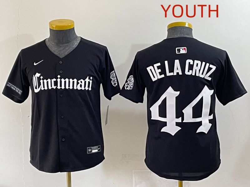 Youth 2025 Cincinnati Reds #44 De La Cruz Black Five generations Joint Name Nike MLB Jersey style 13